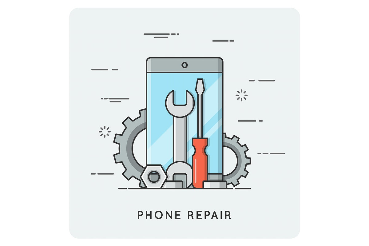 Phone repair. Flat thin line concept. in Illustrations - product preview 8
