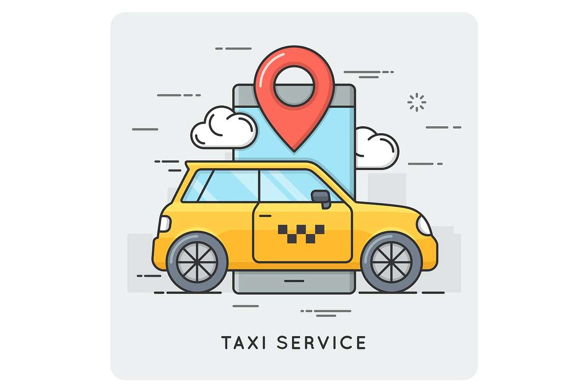 Taxi service. Thin line concept. in Illustrations - product preview 8