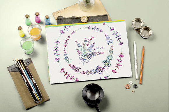 Lavender watercolor clipart flower in Illustrations - product preview 1