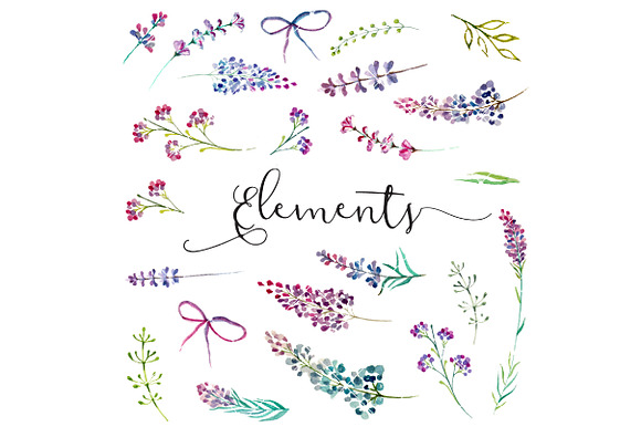 Lavender watercolor clipart flower in Illustrations - product preview 4