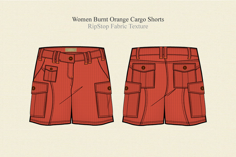 Women Burnt Orange Cargo Shorts