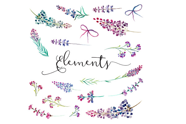 Lavender floral clip art wreaths