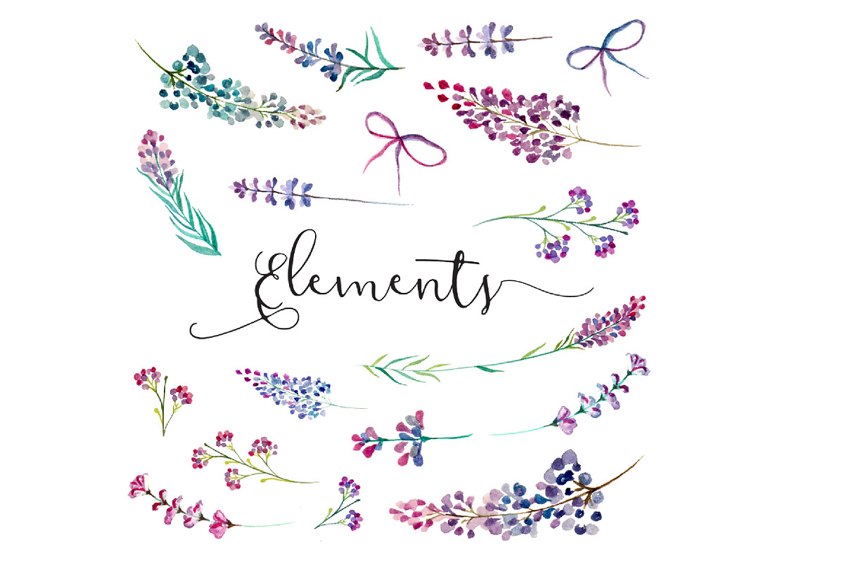 Lavender floral clip art wreaths in Illustrations - product preview 8