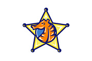 Seahorse Sheriff Star Isolated