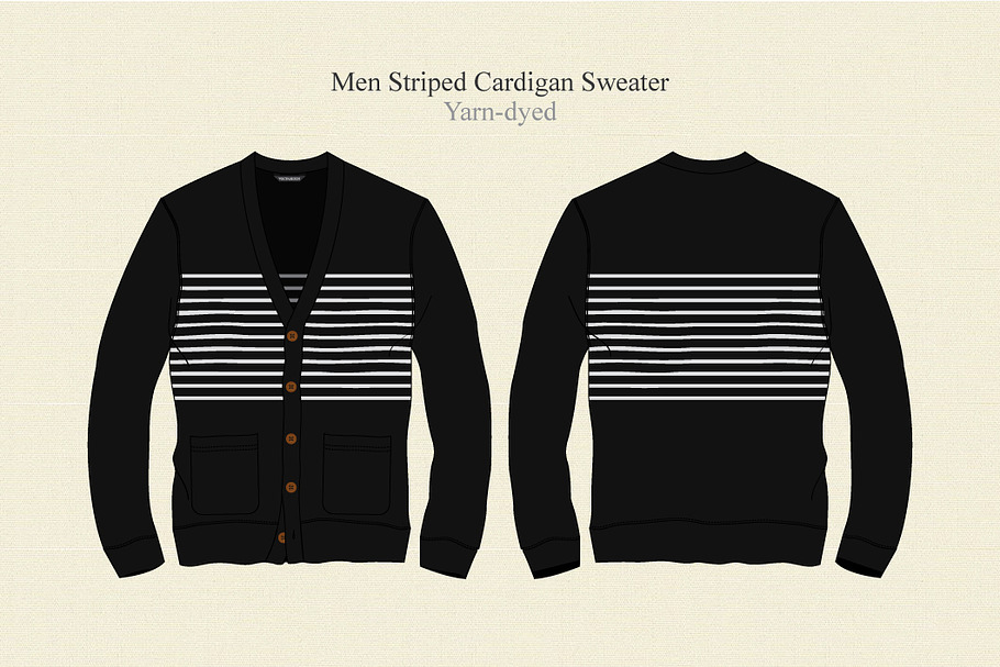 Men Striped Cardigan Sweater