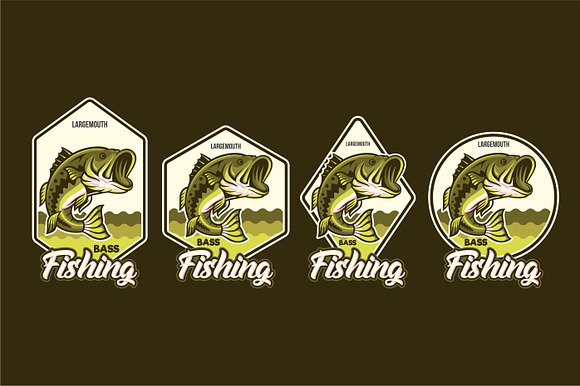 Largemouth Bass Jumping + Emblem in Illustrations - product preview 2