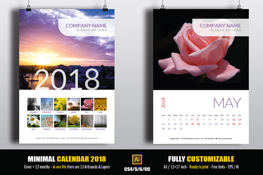 Minimal Calendar 2018