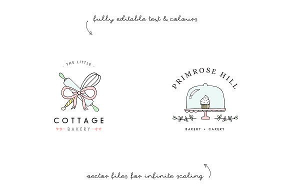 Hand Drawn Baking Logos EPS PSD in Logo Templates - product preview 1