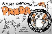Funny Vector Pandas - Doodle Style