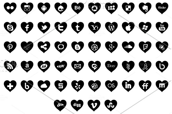 Social media icons - heart shapes in Icons - product preview 1