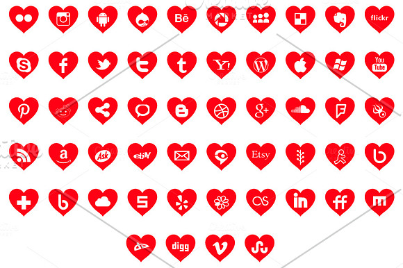 Social media icons - heart shapes in Icons - product preview 2