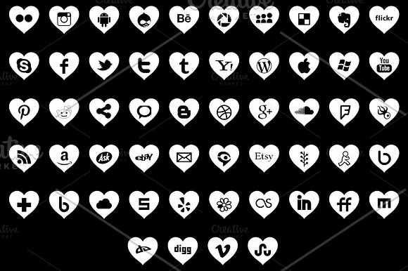 Social media icons - heart shapes in Icons - product preview 3