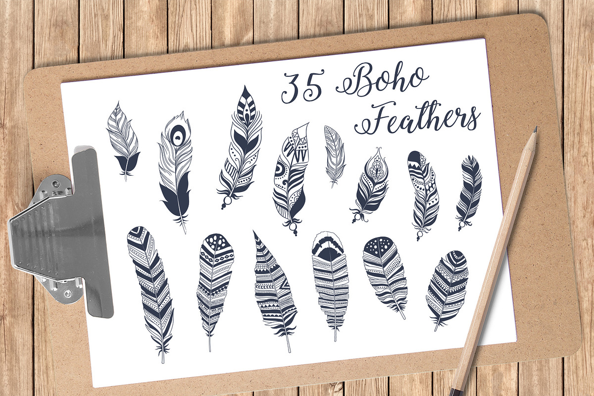 Boho Feathers Set in Objects - product preview 8
