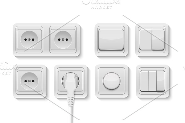 Vector power sockets and switches. 
