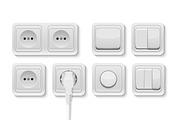 Vector power sockets and switches. 
