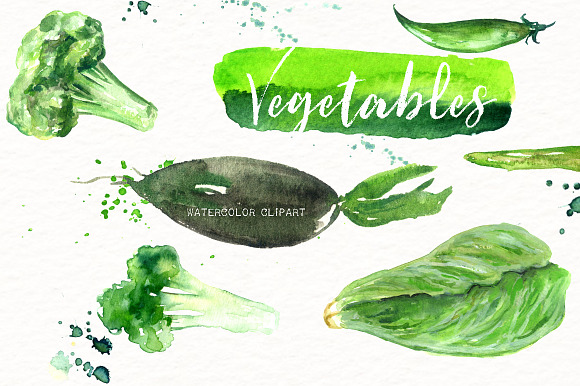 Vegetables. Watercolor clipart. in Illustrations - product preview 3