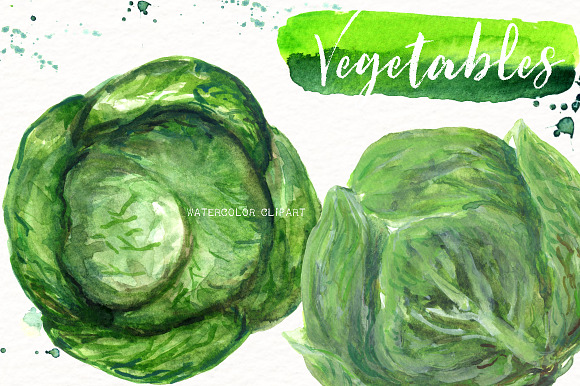 Vegetables. Watercolor clipart. in Illustrations - product preview 5
