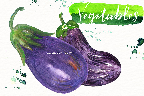 Vegetables. Watercolor clipart. in Illustrations - product preview 6