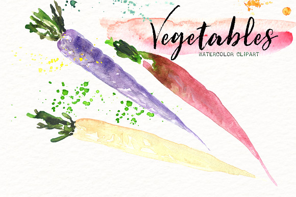 Vegetables. Watercolor clipart. in Illustrations - product preview 7