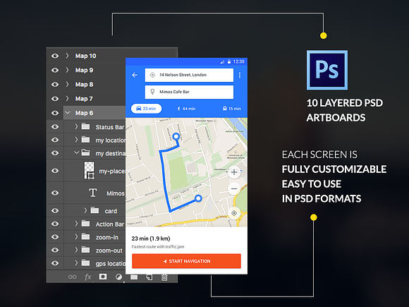 Map - Material Design Templates in Templates - product preview 3