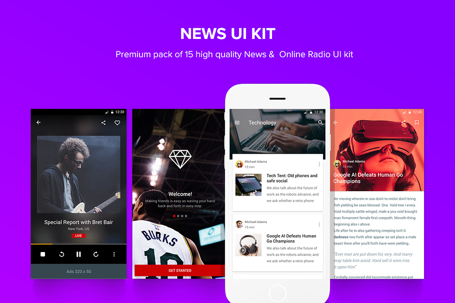 News Material Design Template UI Kit in Templates - product preview 8