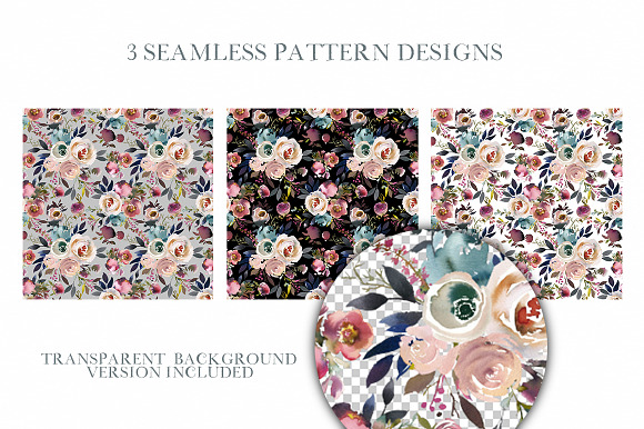 Dusk Blue & Misty Rose Boho Flowers in Illustrations - product preview 6