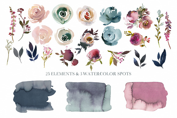 Dusk Blue & Misty Rose Boho Flowers in Illustrations - product preview 8