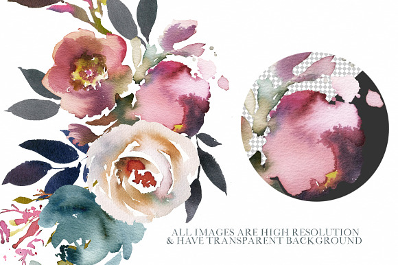 Dusk Blue & Misty Rose Boho Flowers in Illustrations - product preview 11