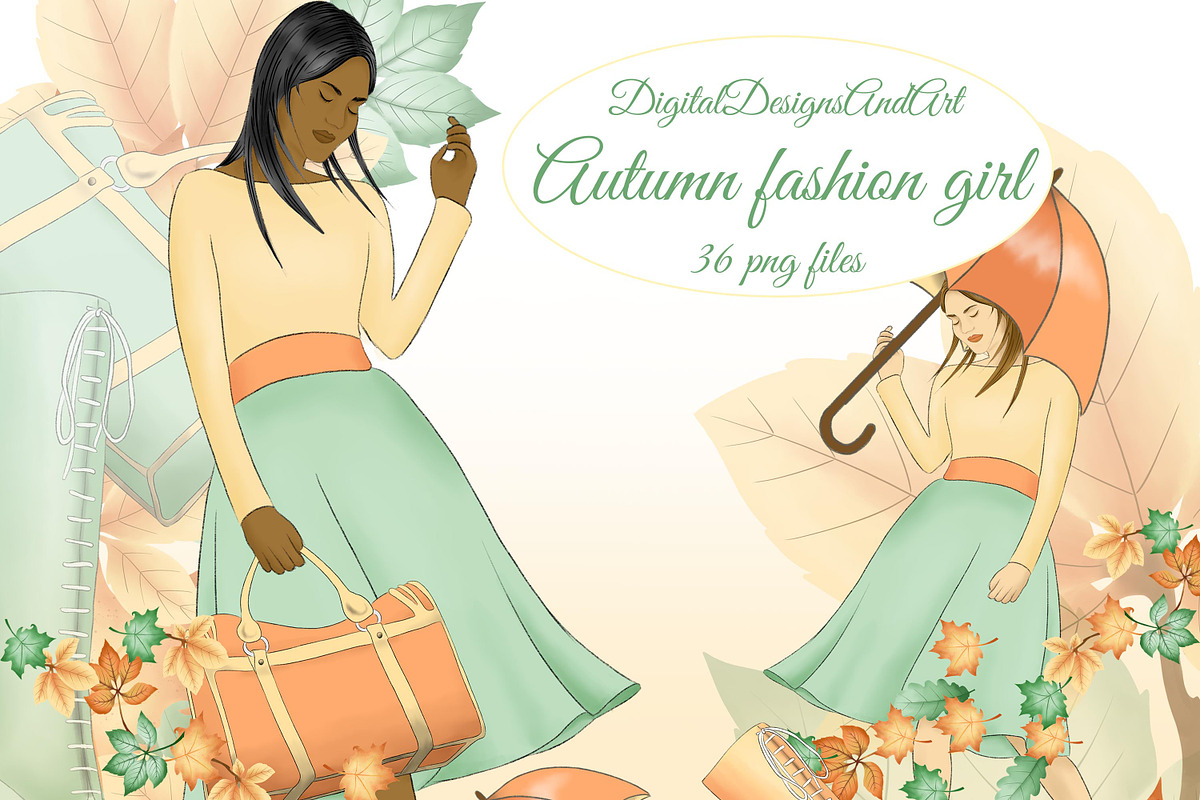 Autumn fashion girl clipart in Illustrations - product preview 8