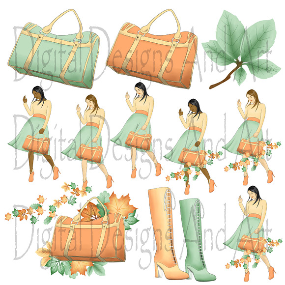 Autumn fashion girl clipart in Illustrations - product preview 3
