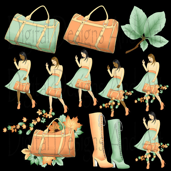 Autumn fashion girl clipart in Illustrations - product preview 4