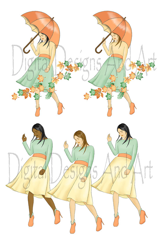Autumn fashion girl clipart in Illustrations - product preview 7