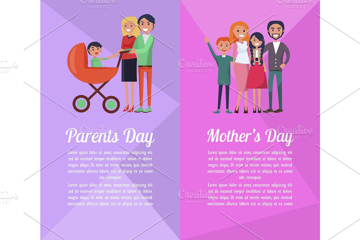 Set of Banners Devoted to Parents', Mother's Days in Objects - product preview 8