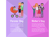 Set of Banners Devoted to Parents', Mother's Days