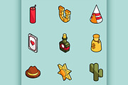 Wild west color icons
