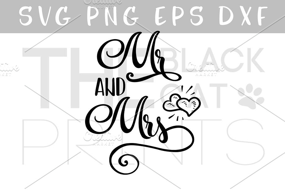 Mr and Mrs Hearts SVG PNG DXF EPS