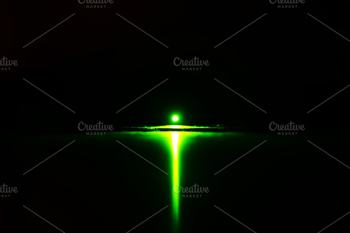 Glowing green sun water reflection illustration background in Illustrations - product preview 8