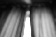 Black and white window curtains bokeh background