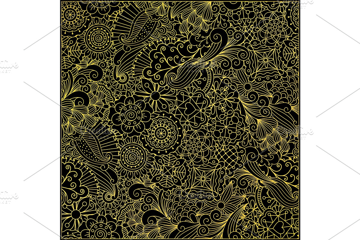 Leaves and swirls gold decorative pattern in Illustrations - product preview 8
