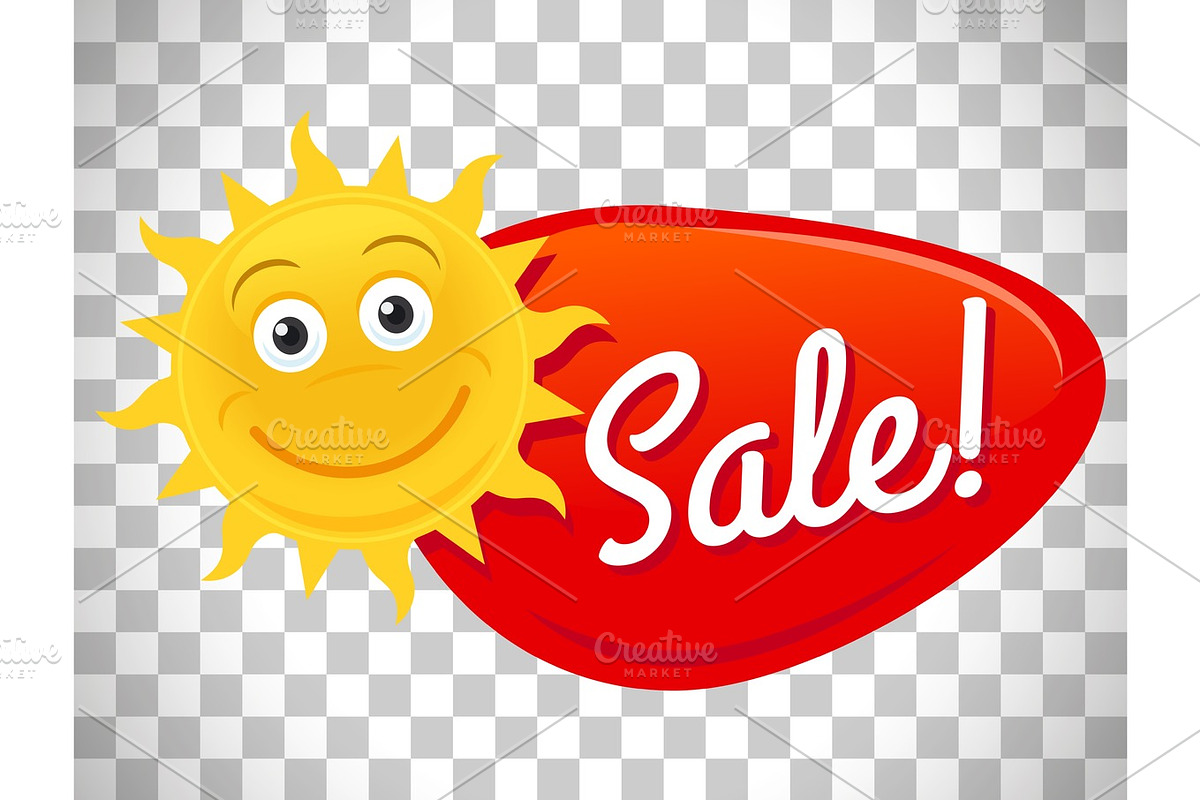 Summer sale label with smiling sun in Objects - product preview 8
