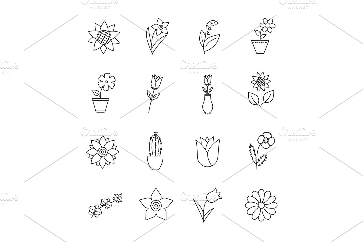 Flowers linear icons set in Graphics - product preview 8