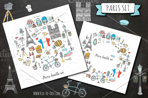 58 Paris color hand drawn icons! in Objects - product preview 1