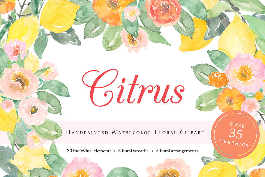 Citrus Watercolor Clipart