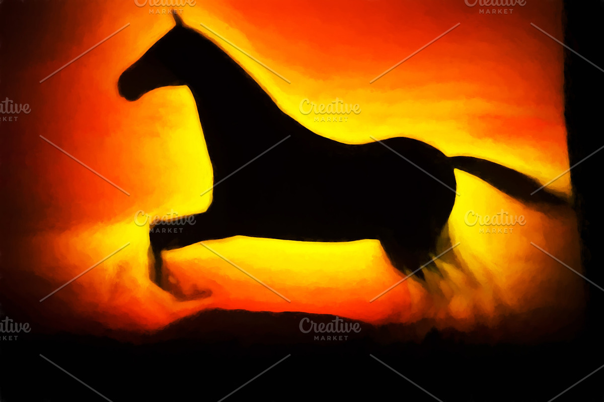 Running horse illustration background in Objects - product preview 8