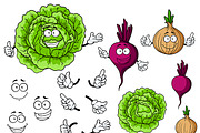 Cute cartoon cabbage, beet and onion