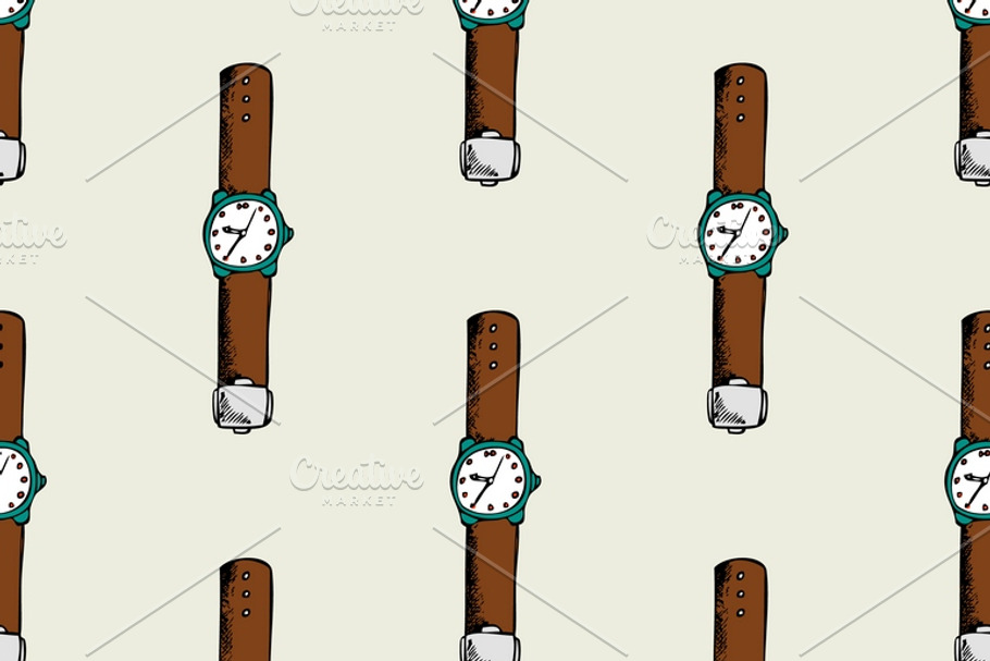 Pattern seamless with wrist watch in Patterns - product preview 8
