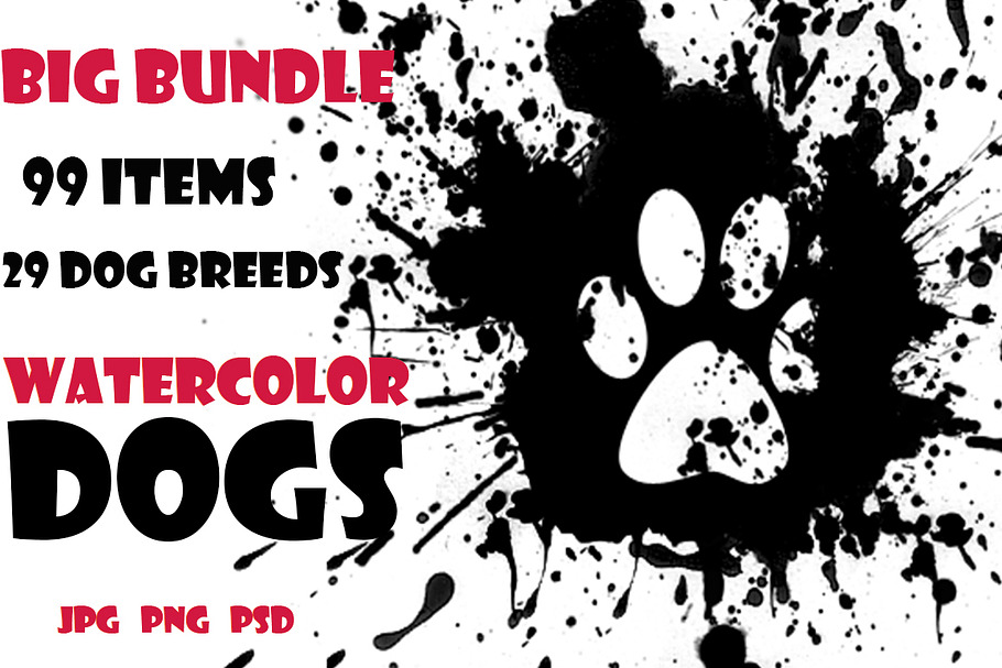 Watercolor Dogs set. Big Bundle in Illustrations - product preview 8