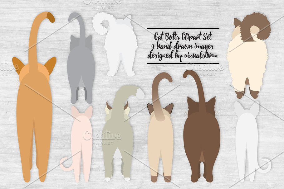 Cat Butts Illustrations in Illustrations - product preview 8