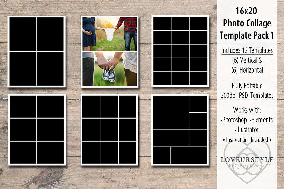16x20 Photo Collage Template Pack 1 in Flyer Templates - product preview 8