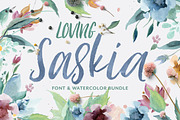 Loving Saskia Font & Graphics Bundle